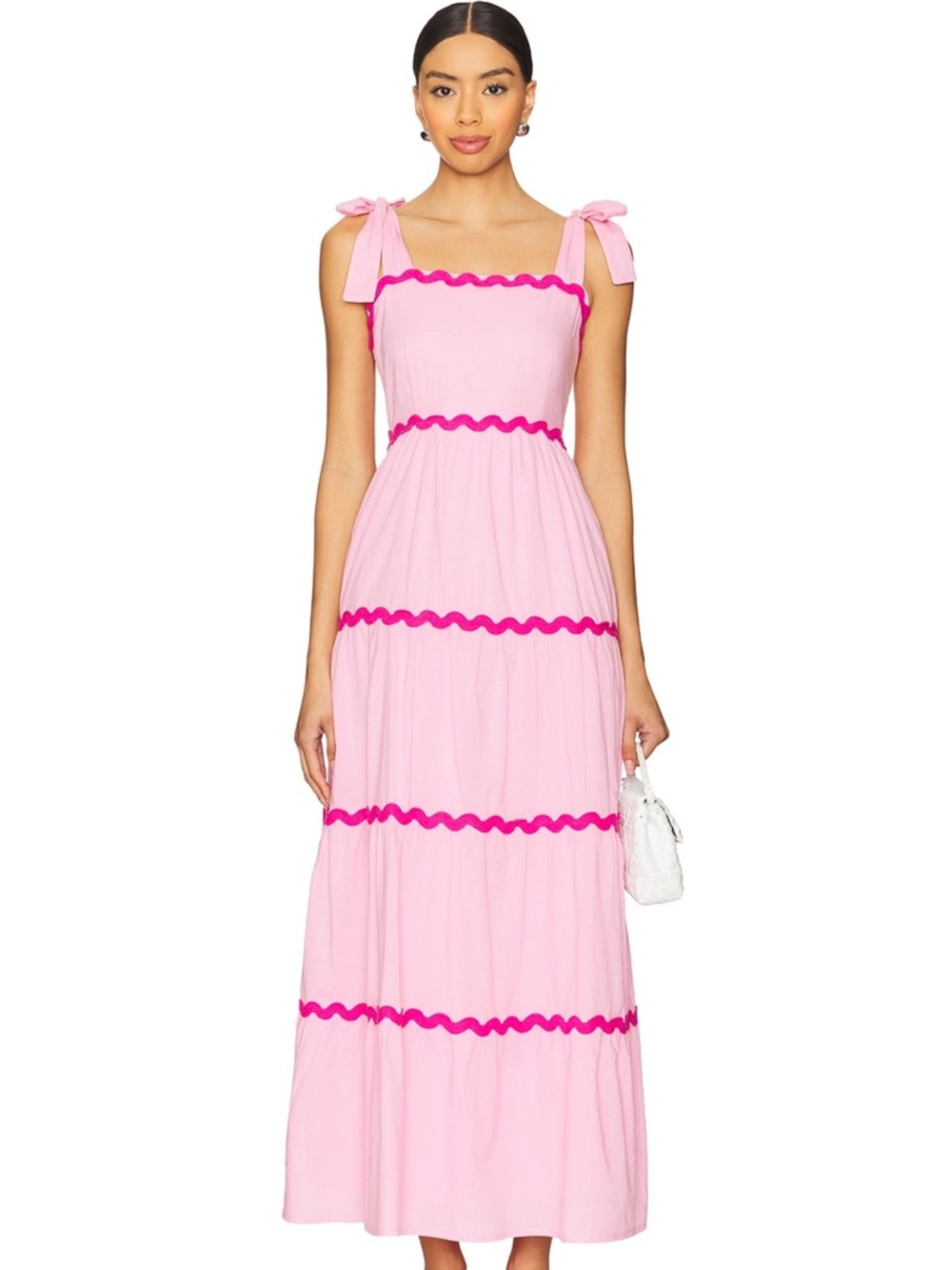 Beach Riot Pink Maxi Dress with Hot Pink Rickrack Trim
